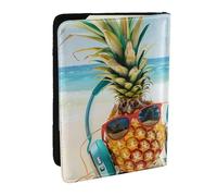 BNVSADC Beach Two Pineapples Sea Printed Passport Holder Travel PU Leather Passport Cover Case Organiser for Men Women, 6.5 inch