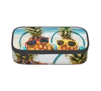 BNVSADC Beach Two Pineapples Sea Printed Pencil Case Cute Pencil Box Bag Pen Pouch Office School Stationery Organizer for School Travel Work
