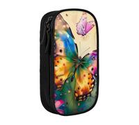 BNVSADC Beautiful Butterfly Printed Pencil Case for Girls Boys, Large Capacity Pencil Pouch Cute Pencil Box Adult Makeup Bag with 2 Compartments, Black