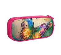 BNVSADC Beautiful Butterfly Printed Pencil Case Large Pen Bag Cute Pencil Box Pouch Office School Stationery Organizer for Girls Boys, Pink