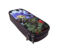 BNVSADC Beautiful Flowers 1 Printed PU Leather Flip Pencil Case, Cute Pencil Box Pen Bag Stationery Organizer Makeup Bag for School Office Travel