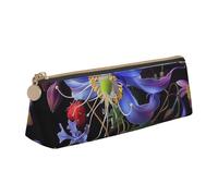 BNVSADC Beautiful Flowers 1 Printed Triangle Pencil Case Leather Pencil Pouch Cute Stationery Pencil Pen Bag for School Office Travel