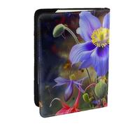 BNVSADC Beautiful Flowers Art Printed Passport Holder Travel PU Leather Passport Cover Case Organiser for Men Women, 6.5 inch