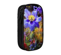 BNVSADC Beautiful Flowers Art Printed Pencil Case for Girls Boys, Large Capacity Pencil Pouch Cute Pencil Box Adult Makeup Bag with 2 Compartments, Black