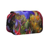 BNVSADC Beautiful Flowers Art Printed Print Flip Top Double Layer Pencil Case - Large Capacity School Supplies Organizer for Students, Kids, Teens, Artists, Travel & Office Use