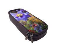 BNVSADC Beautiful Flowers Art Printed PU Leather Flip Pencil Case, Cute Pencil Box Pen Bag Stationery Organizer Makeup Bag for School Office Travel
