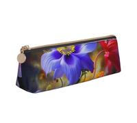 BNVSADC Beautiful Flowers Art Printed Triangle Pencil Case Leather Pencil Pouch Cute Stationery Pencil Pen Bag for School Office Travel