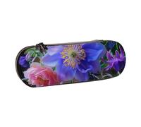 BNVSADC Beautiful Flowers Print Printed Leather Pencil Pen Case & Makeup Bag - Stylish Hard Shell Pencil Bag Stationery Organizer Pouch for School Office Travel