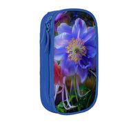 BNVSADC Beautiful Flowers Print Printed Pencil Case for Girls Boys, Large Capacity Pencil Pouch Cute Pencil Box Adult Makeup Bag with 2 Compartments, Blue