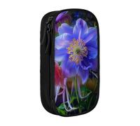 BNVSADC Beautiful Flowers Print Printed Pencil Case for Girls Boys, Large Capacity Pencil Pouch Cute Pencil Box Adult Makeup Bag with 2 Compartments, Black