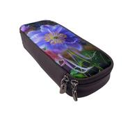 BNVSADC Beautiful Flowers Print Printed PU Leather Flip Pencil Case, Cute Pencil Box Pen Bag Stationery Organizer Makeup Bag for School Office Travel