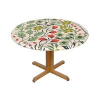 BNVSADC Beautiful Flowers Printed Round Tablecloth with Elastic Edged, M(138CM Diameter), Kitchen Water Resistant Fabric Table Cloth Dining Table Decoration Table Covers