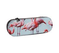 BNVSADC Beautiful Funny Flamingos Printed Leather Pencil Pen Case & Makeup Bag - Stylish Hard Shell Pencil Bag Stationery Organizer Pouch for School Office Travel