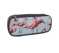 BNVSADC Beautiful Funny Flamingos Printed Leather Pencil Pen Case & Makeup Bag - Stylish Pencil Bag Stationery Organizer Pouch for School Office Travel
