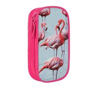 BNVSADC Beautiful Funny Flamingos Printed Pencil Case for Girls Boys, Large Capacity Pencil Pouch Cute Pencil Box Adult Makeup Bag with 2 Compartments, Pink
