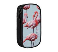 BNVSADC Beautiful Funny Flamingos Printed Pencil Case for Girls Boys, Large Capacity Pencil Pouch Cute Pencil Box Adult Makeup Bag with 2 Compartments, Black