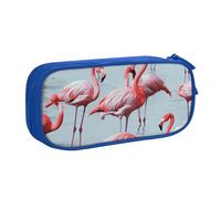 BNVSADC Beautiful Funny Flamingos Printed Pencil Case Large Pen Bag Cute Pencil Box Pouch Office School Stationery Organizer for Girls Boys, Blue