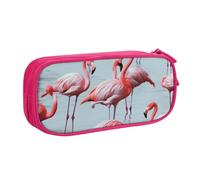 BNVSADC Beautiful Funny Flamingos Printed Pencil Case Large Pen Bag Cute Pencil Box Pouch Office School Stationery Organizer for Girls Boys, Pink