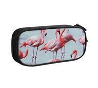 BNVSADC Beautiful Funny Flamingos Printed Pencil Case Large Pen Bag Cute Pencil Box Pouch Office School Stationery Organizer for Girls Boys, Black