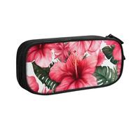BNVSADC Beautiful Hibiscus Flower Printed Pencil Case Large Pen Bag Cute Pencil Box Pouch Office School Stationery Organizer for Girls Boys, Black