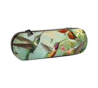 BNVSADC Beautiful Hummingbirds Printed Leather Pencil Pen Case & Makeup Bag - Stylish Hard Shell Pencil Bag Stationery Organizer Pouch for School Office Travel