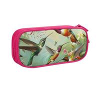 BNVSADC Beautiful Hummingbirds Printed Pencil Case Large Pen Bag Cute Pencil Box Pouch Office School Stationery Organizer for Girls Boys, Pink