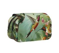 BNVSADC Beautiful Hummingbirds Printed Print Flip Top Double Layer Pencil Case - Large Capacity School Supplies Organizer for Students, Kids, Teens, Artists, Travel & Office Use