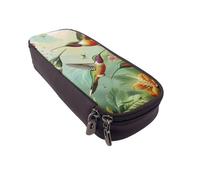 BNVSADC Beautiful Hummingbirds Printed PU Leather Flip Pencil Case, Cute Pencil Box Pen Bag Stationery Organizer Makeup Bag for School Office Travel