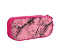 BNVSADC Beautiful Leaves Camouflage Printed Pencil Case Large Pen Bag Cute Pencil Box Pouch Office School Stationery Organizer for Girls Boys, Pink