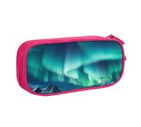 BNVSADC Beautiful Northern Lights Printed Pencil Case Large Pen Bag Cute Pencil Box Pouch Office School Stationery Organizer for Girls Boys, Pink