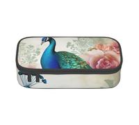 BNVSADC Beautiful Peacock and Floral Printed Pencil Case Cute Pencil Box Bag Pen Pouch Office School Stationery Organizer for School Travel Work