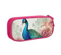 BNVSADC Beautiful Peacock and Floral Printed Pencil Case Large Pen Bag Cute Pencil Box Pouch Office School Stationery Organizer for Girls Boys, Pink