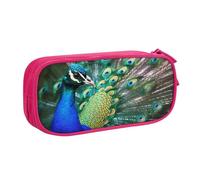 BNVSADC Beautiful Peacock Printed Pencil Case Large Pen Bag Cute Pencil Box Pouch Office School Stationery Organizer for Girls Boys, Pink