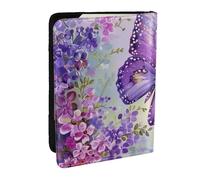 BNVSADC Beautiful Purple Butterfly Art Printed Passport Holder Travel PU Leather Passport Cover Case Organiser for Men Women, 6.5 inch