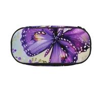 BNVSADC Beautiful Purple Butterfly Art Printed Pencil Case Cute Pencil Bag Pen Pouch Large Stationery Organizer Makeup Bag for Teen Boys Girls School Students Office