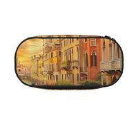 BNVSADC Beautiful Venice Canal View Printed Pencil Case Cute Pencil Bag Pen Pouch Large Stationery Organizer Makeup Bag for Teen Boys Girls School Students Office