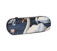 BNVSADC Beautiful White Swans on The Lake Printed Leather Pencil Pen Case & Makeup Bag - Stylish Hard Shell Pencil Bag Stationery Organizer Pouch for School Office Travel