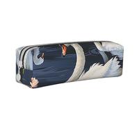 BNVSADC Beautiful White Swans on The Lake Printed Pencil Case Leather Pencil Pouch Cute Stationery Pencil Pen Bag with Zipper for School Office Travel