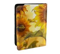 BNVSADC Beautiful Yellow Sunflower Printed Passport Holder Travel PU Leather Passport Cover Case Organiser for Men Women, 6.5 inch