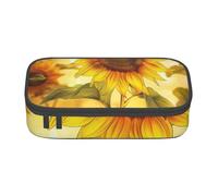 BNVSADC Beautiful Yellow Sunflower Printed Pencil Case Cute Pencil Box Bag Pen Pouch Office School Stationery Organizer for School Travel Work
