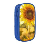 BNVSADC Beautiful Yellow Sunflower Printed Pencil Case for Girls Boys, Large Capacity Pencil Pouch Cute Pencil Box Adult Makeup Bag with 2 Compartments, Blue