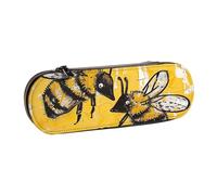 BNVSADC Bee Love Honey Printed Leather Pencil Pen Case & Makeup Bag - Stylish Hard Shell Pencil Bag Stationery Organizer Pouch for School Office Travel