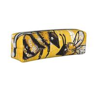 BNVSADC Bee Love Honey Printed Pencil Case Leather Pencil Pouch Cute Stationery Pencil Pen Bag with Zipper for School Office Travel
