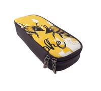 BNVSADC Bee Love Honey Printed PU Leather Flip Pencil Case, Cute Pencil Box Pen Bag Stationery Organizer Makeup Bag for School Office Travel