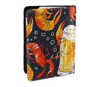 BNVSADC Beer and Crawfish Pattern Printed Passport Holder Travel PU Leather Passport Cover Case Organiser for Men Women, 6.5 inch
