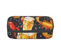 BNVSADC Beer and Crawfish Pattern Printed Pencil Case Cute Pencil Box Bag Pen Pouch Office School Stationery Organizer for School Travel Work
