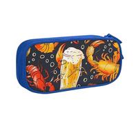 BNVSADC Beer and Crawfish Pattern Printed Pencil Case Large Pen Bag Cute Pencil Box Pouch Office School Stationery Organizer for Girls Boys, Blue