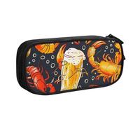 BNVSADC Beer and Crawfish Pattern Printed Pencil Case Large Pen Bag Cute Pencil Box Pouch Office School Stationery Organizer for Girls Boys, Black