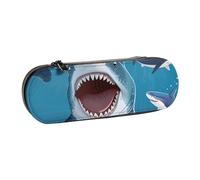 BNVSADC Big Cartoon Fish Printed Leather Pencil Pen Case & Makeup Bag - Stylish Hard Shell Pencil Bag Stationery Organizer Pouch for School Office Travel