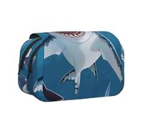 BNVSADC Big Cartoon Fish Printed Print Flip Top Double Layer Pencil Case - Large Capacity School Supplies Organizer for Students, Kids, Teens, Artists, Travel & Office Use